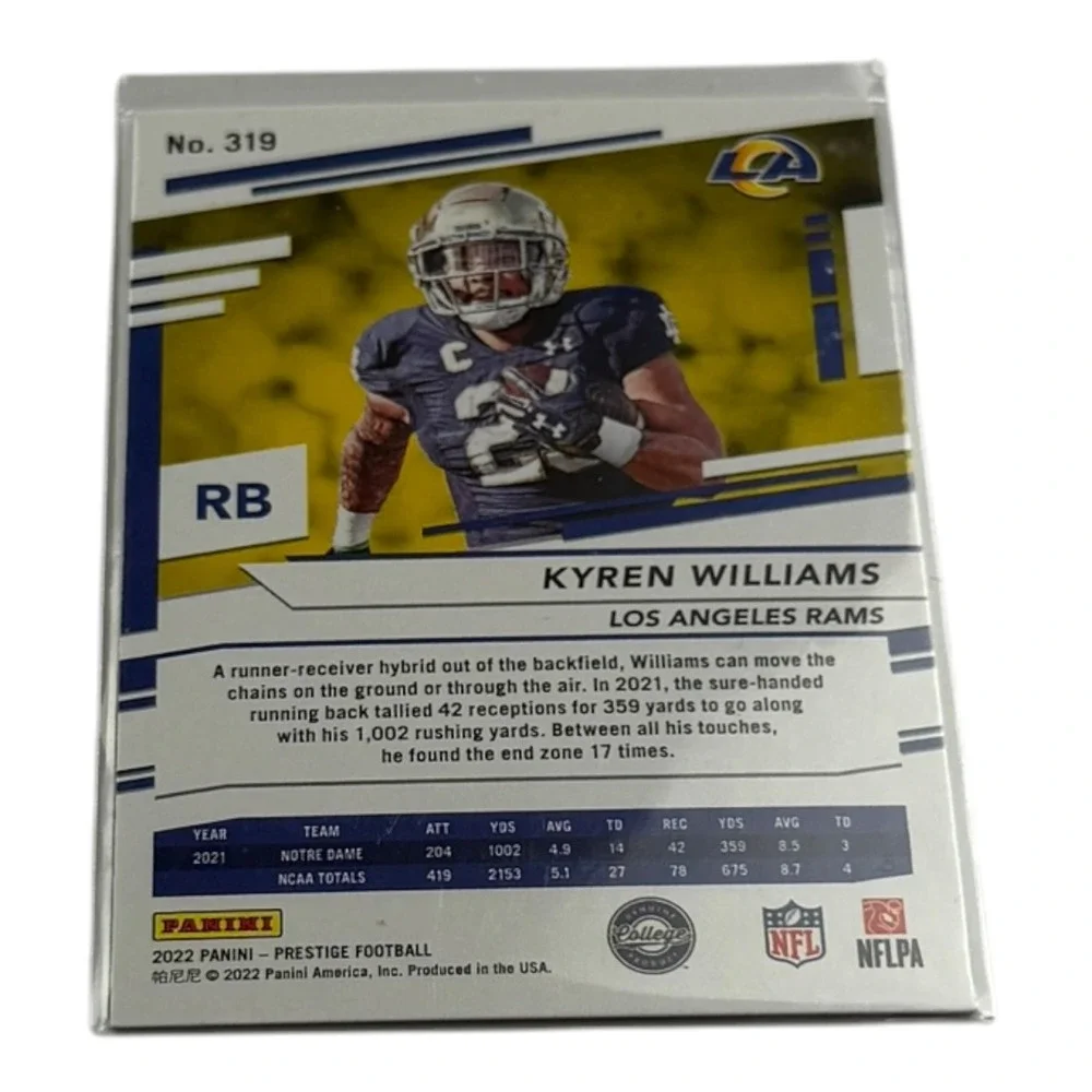 2022 Panini Prestige Kyren Williams‎ Rookie Card 319 Xtra Points Gold Rams RB